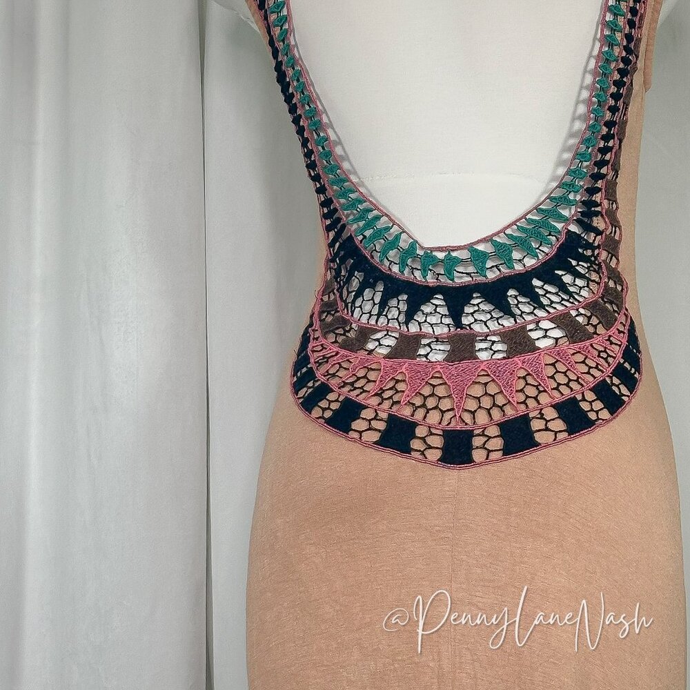 Double Zero Sleeveless Aztec Scoop Back Maxi Dress Taupe - Picture 11 of 11